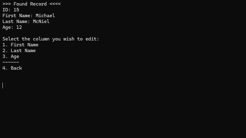 Edit Record Example