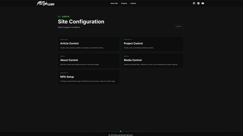 mcnylo.dev admin page