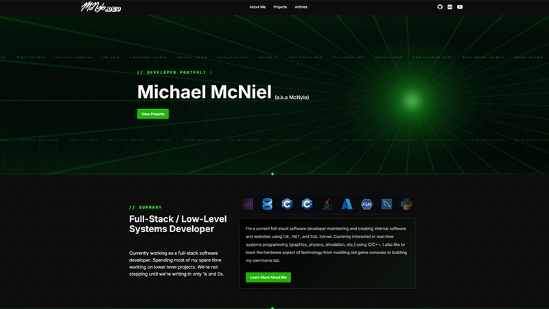 mcnylo.dev home page