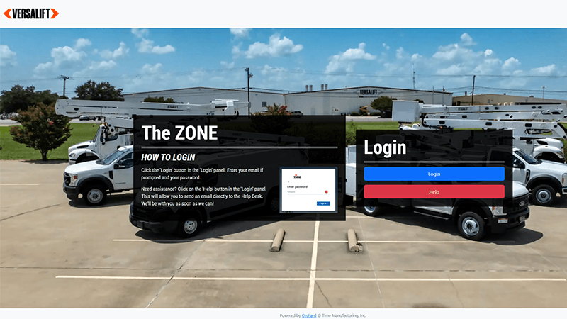 The ZONE login page